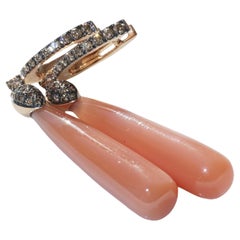 Moonstone Brilliant Earrings  23 ct 0.51 ct stunning Design from Bella Italy