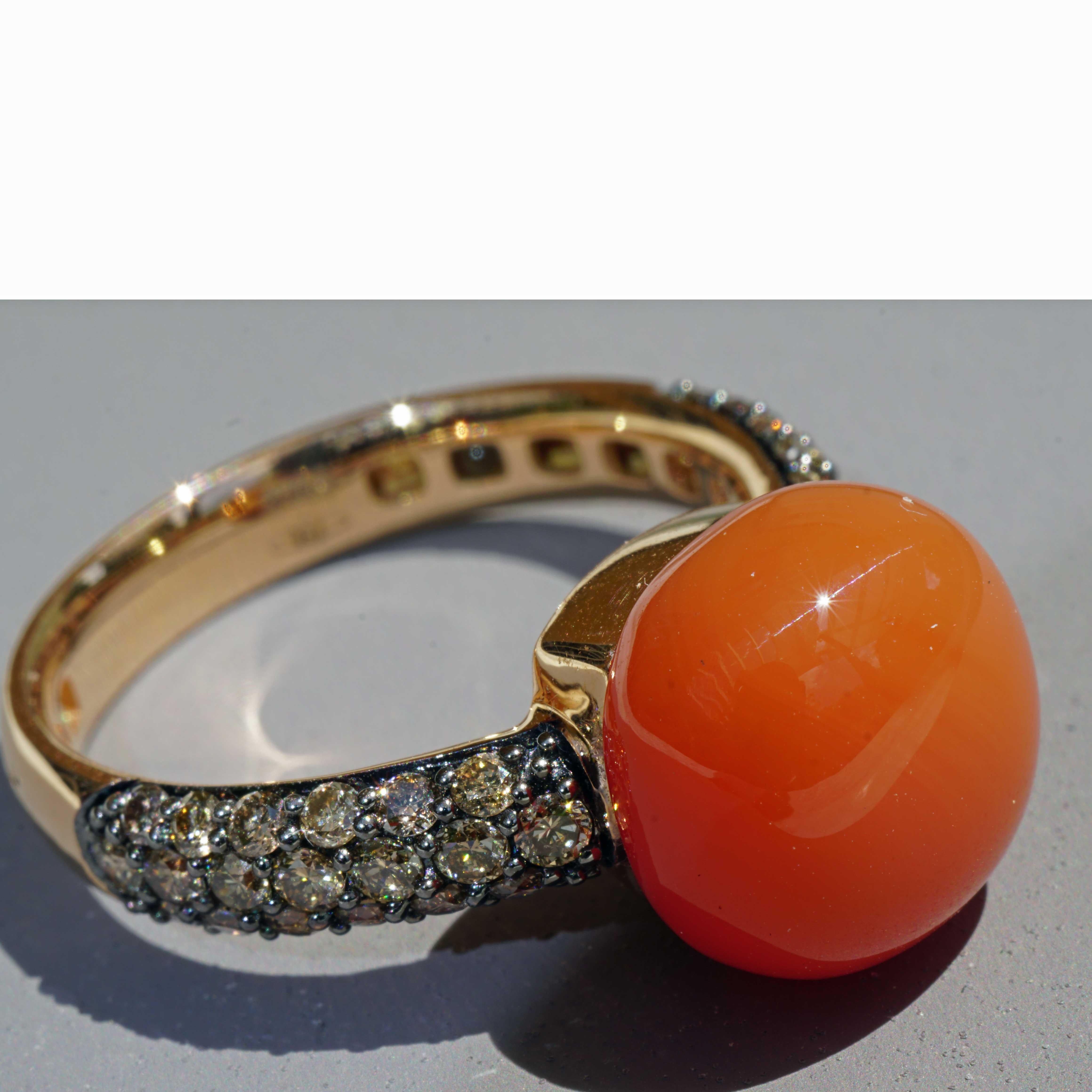 Moonstone Brilliant Ring 7.30 ct 0.68 ct elegant Winter Colors 7.30 ct 0.68 ct For Sale 4
