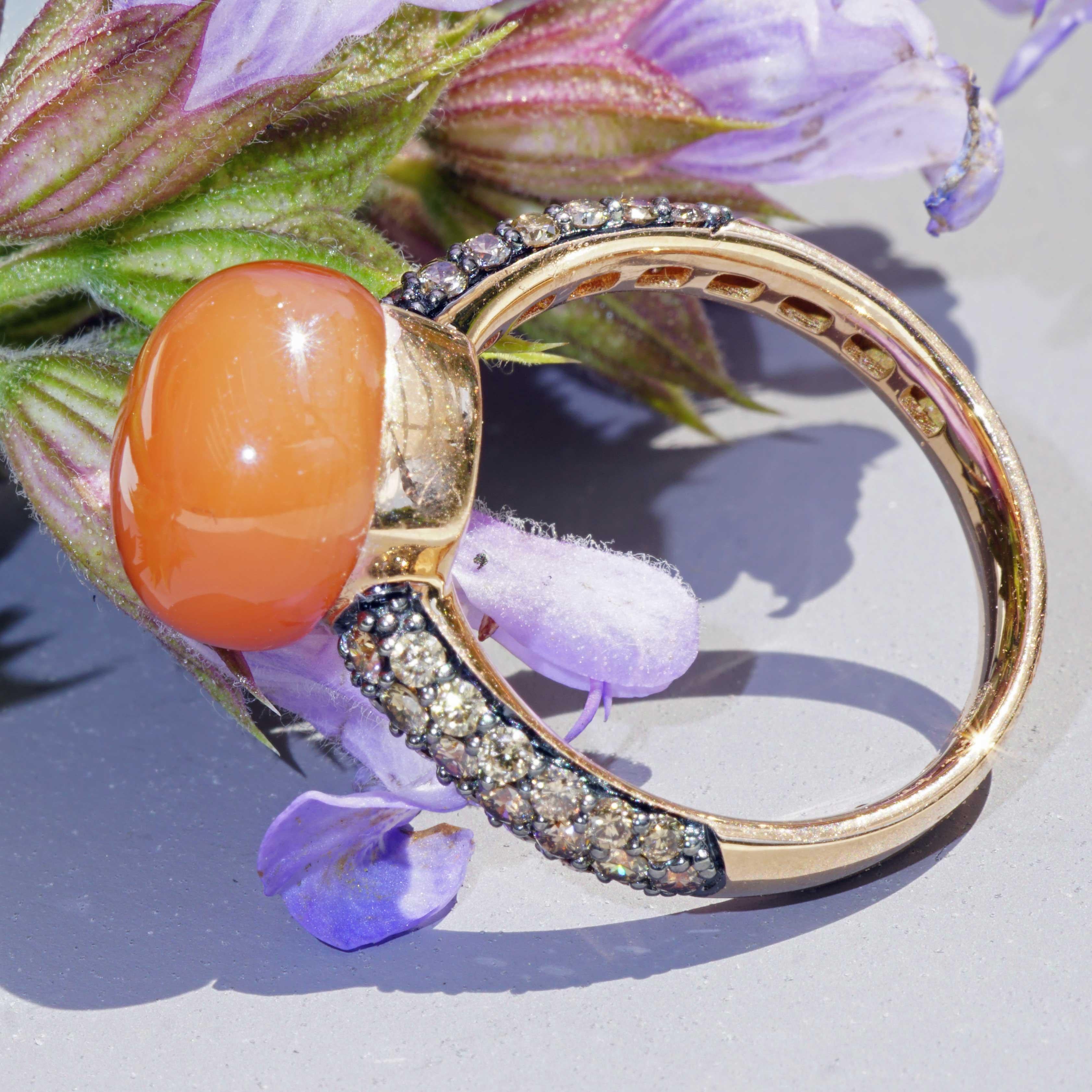 Moonstone Brilliant Ring 7.30 ct 0.68 ct elegant Winter Colors 7.30 ct 0.68 ct For Sale 5