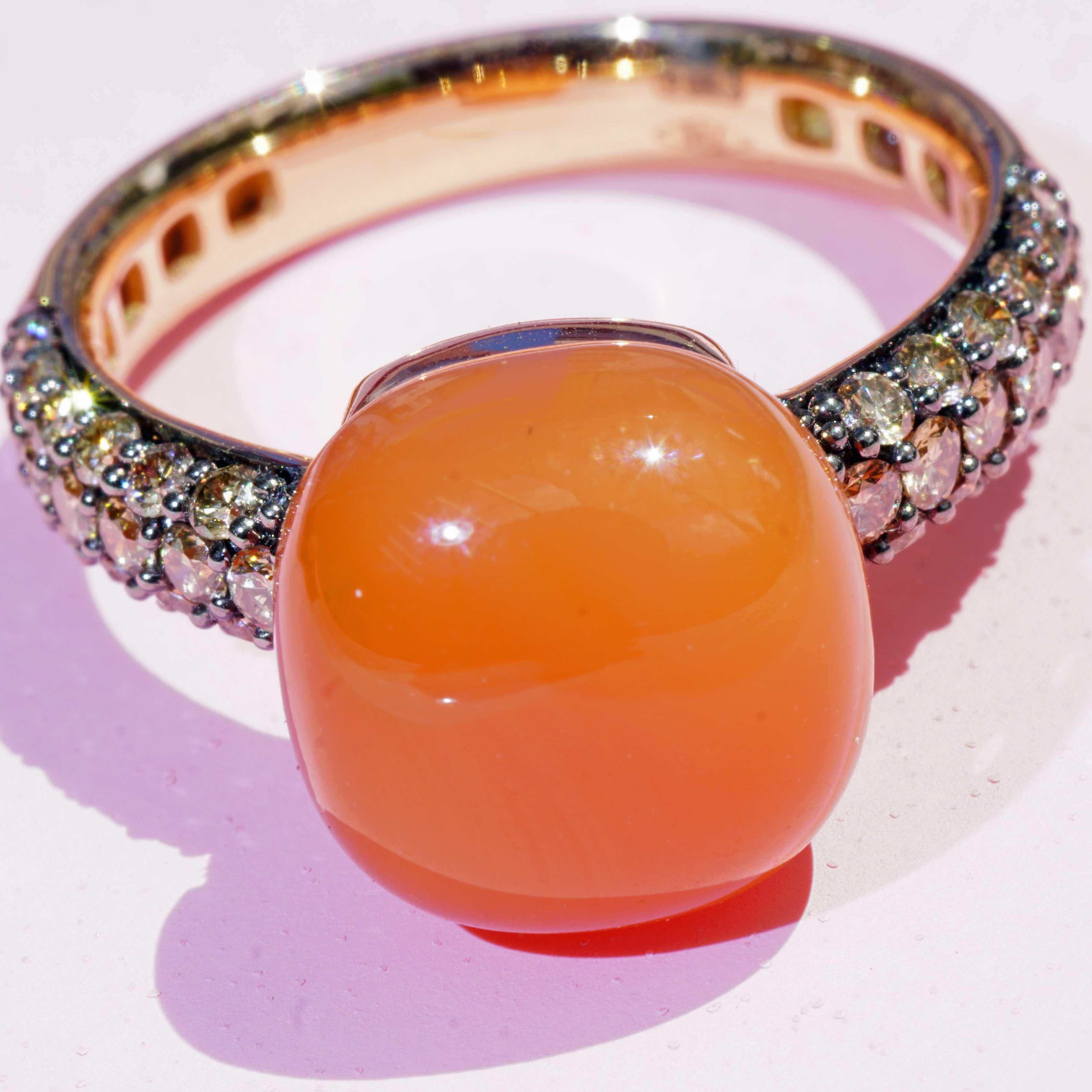 Moonstone Brilliant Ring 7.30 ct 0.68 ct elegant Winter Colors 7.30 ct 0.68 ct For Sale 2