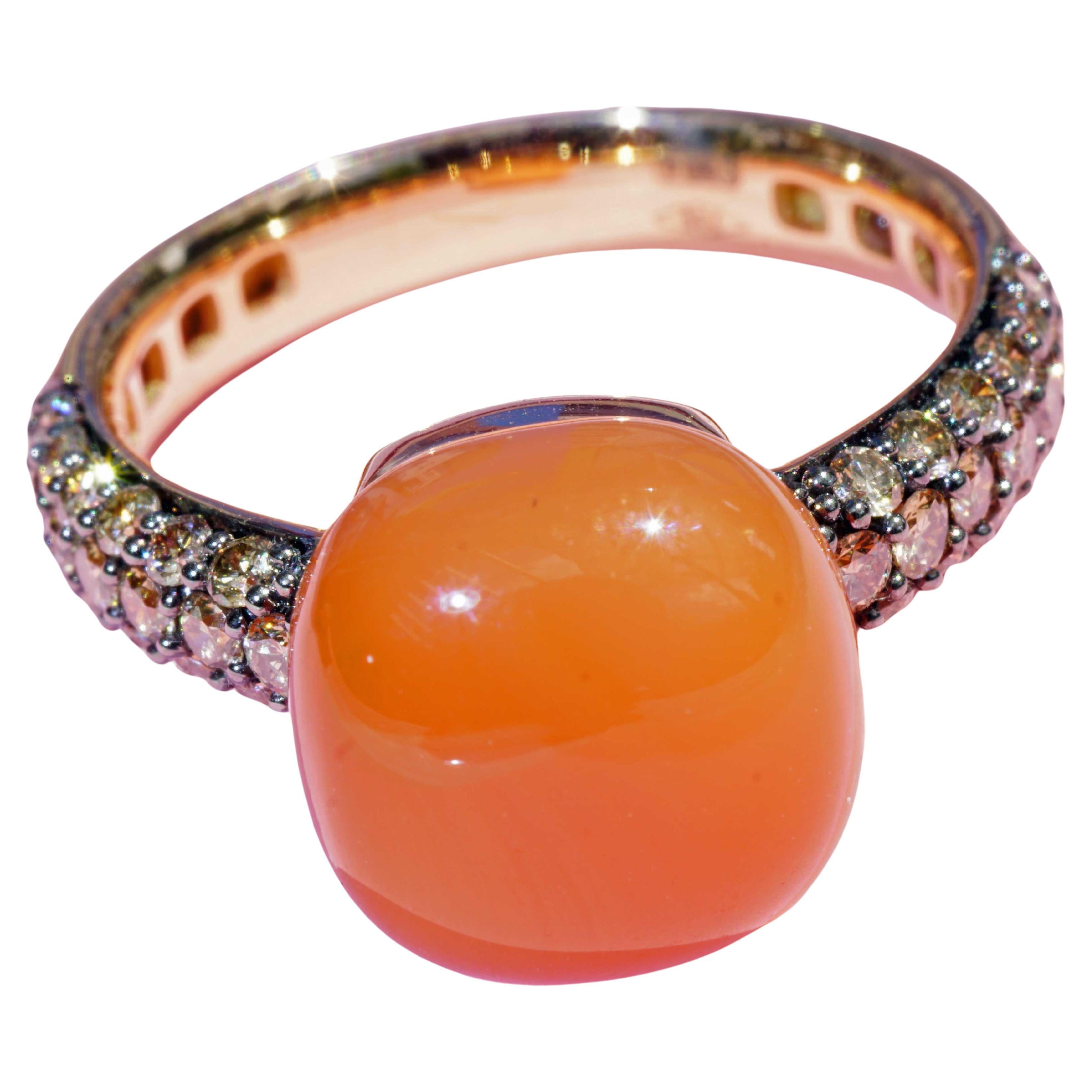 Moonstone Brilliant Ring 7.30 ct 0.68 ct elegant Winter Colors 7.30 ct 0.68 ct