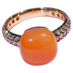 Moonstone Brilliant Ring 7.30 ct 0.68 ct elegant Winter Colors 7.30 ct 0.68 ct