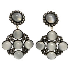 Moonstone, Champagne Diamond Earrings, 2.33 Carats