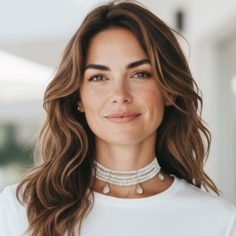 Collana nuziale con girocollo in pietra di luna e accenti in oro giallo in vendita 5