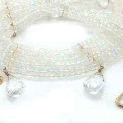 Moonstone Choker Wedding Necklace with Yellow Gold Accents