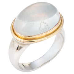 Moonstone Cocktail Ring East West Setting Estate 14k White Gold Sz 6.75 Jewelry