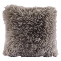 Moonstone Dark Cachà Shearling Sheepskin Pillow Fluffy Cushion by Muchi Decor