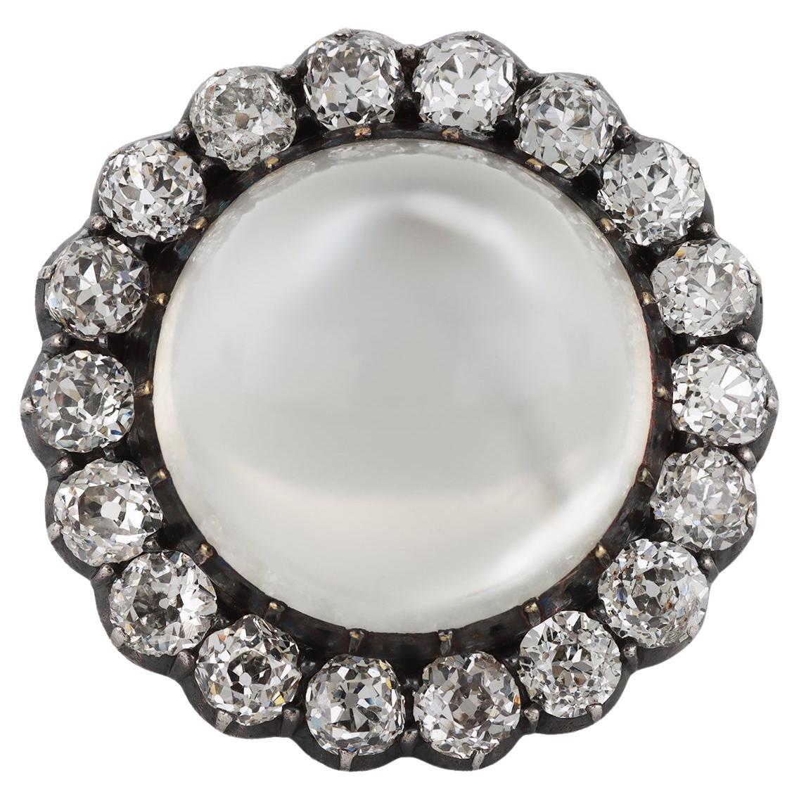 Moonstone diamond brooch/pendant, circa 1880