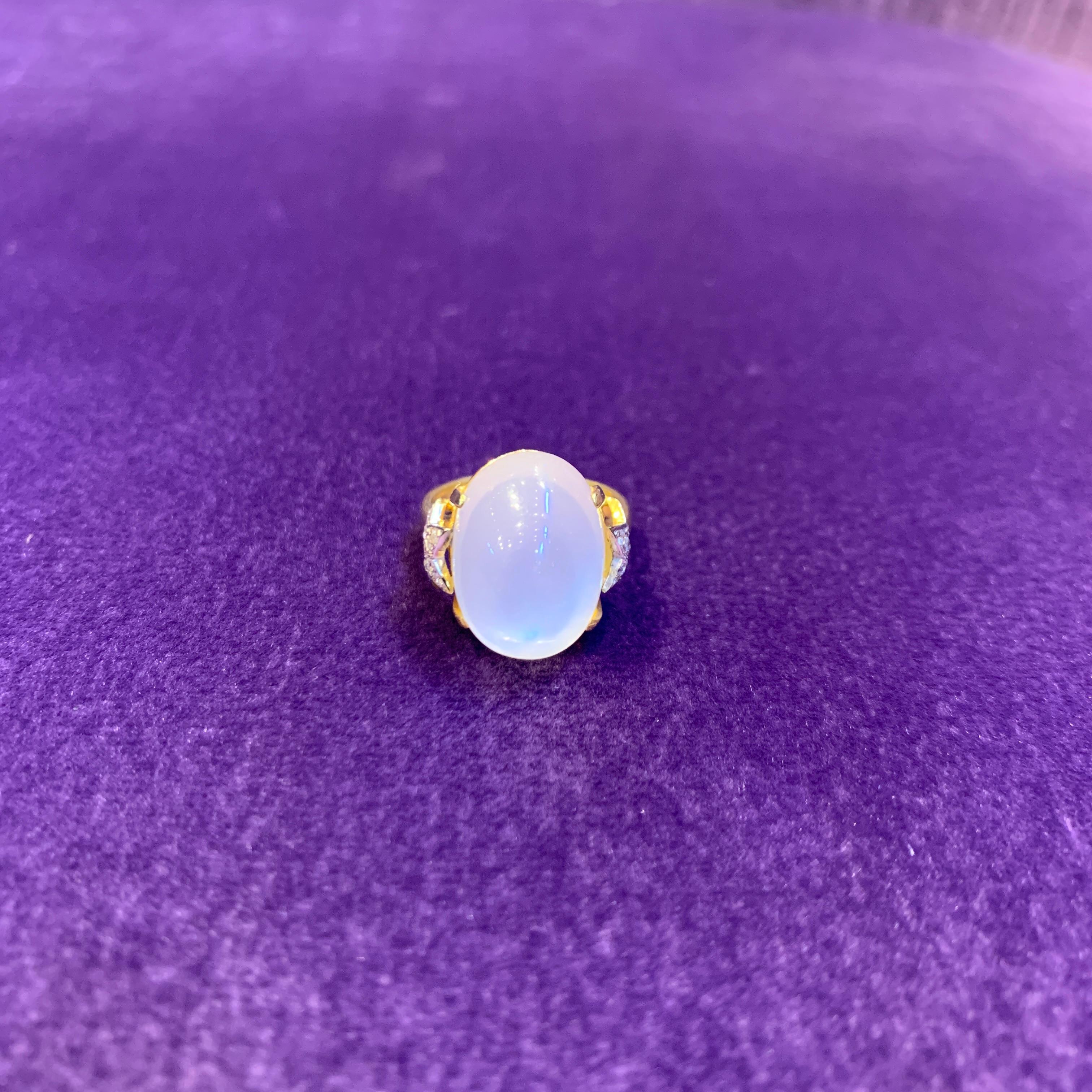 Women's Moonstone & Diamond Cocktail Ring  For Sale