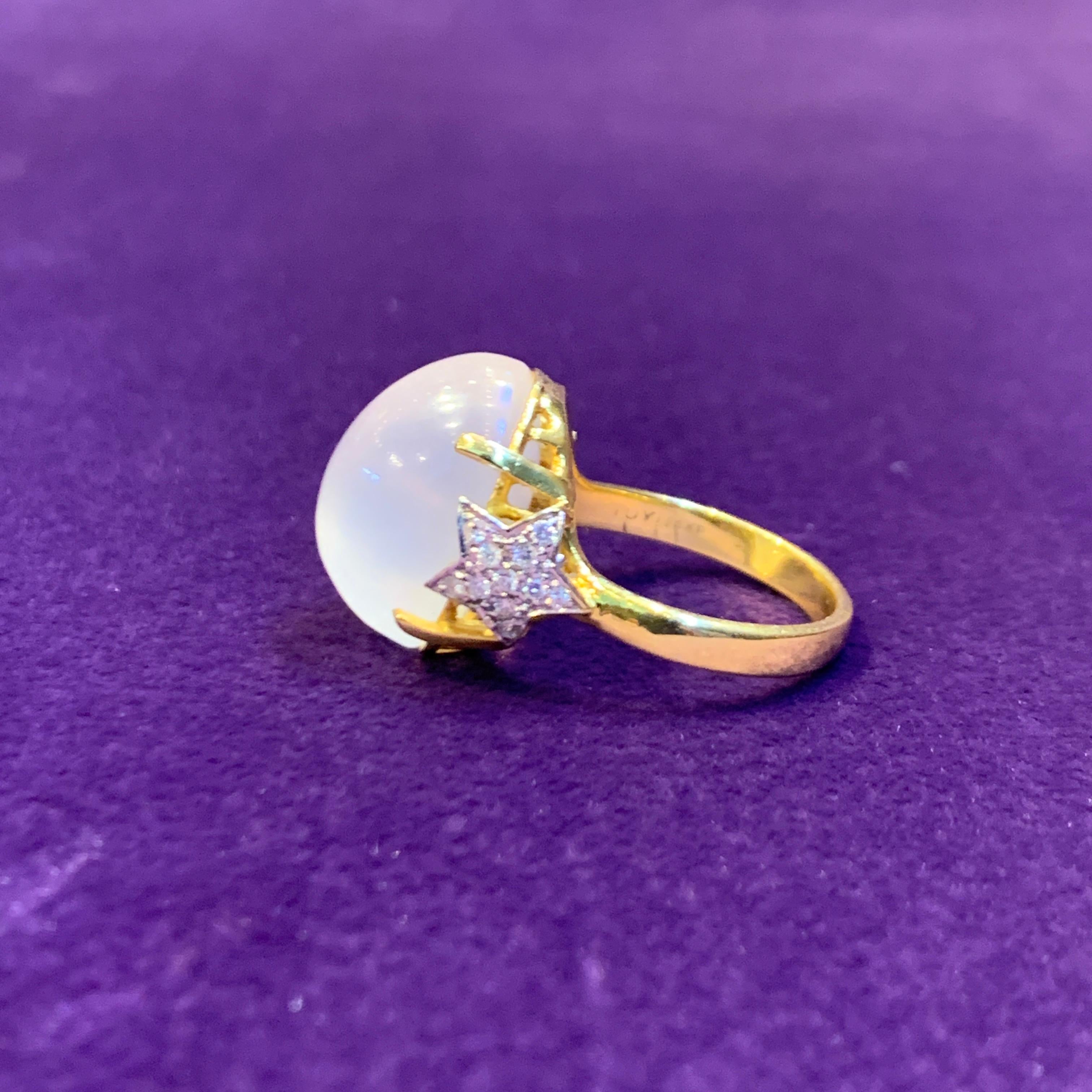 Moonstone & Diamond Cocktail Ring  For Sale 2