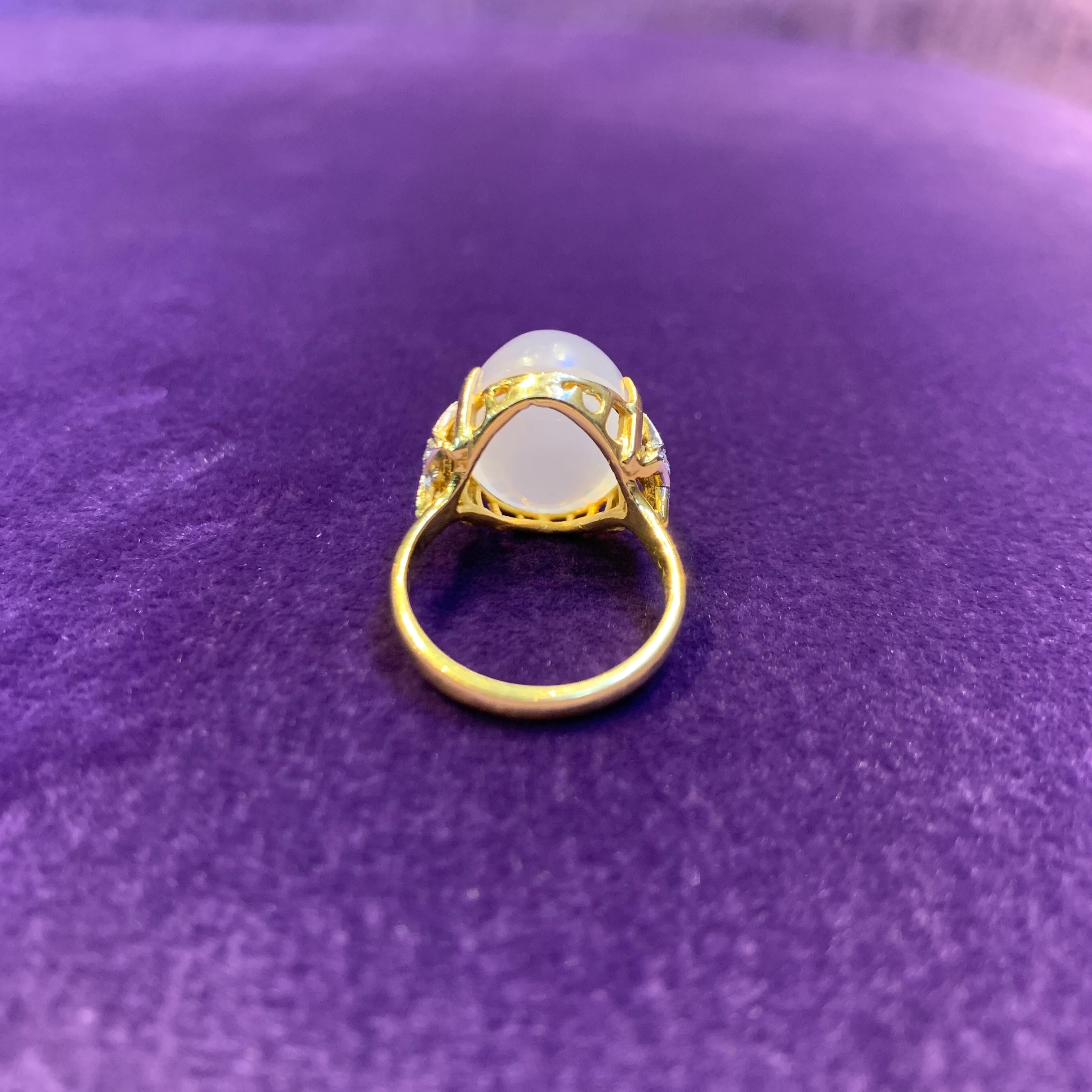 Moonstone & Diamond Cocktail Ring  For Sale 4