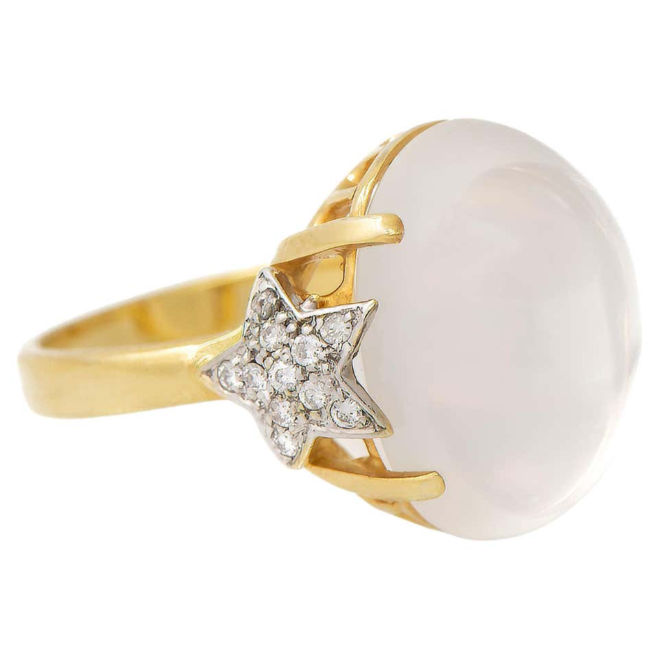 Steven Battelle 7.8 Carats Rainbow Moonstone 18K Gold / Sterling Ring ...