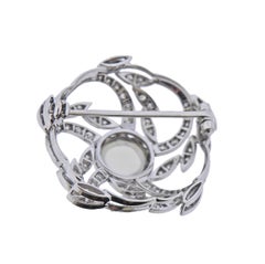 Moonstone Diamond Gold Brooch Pin