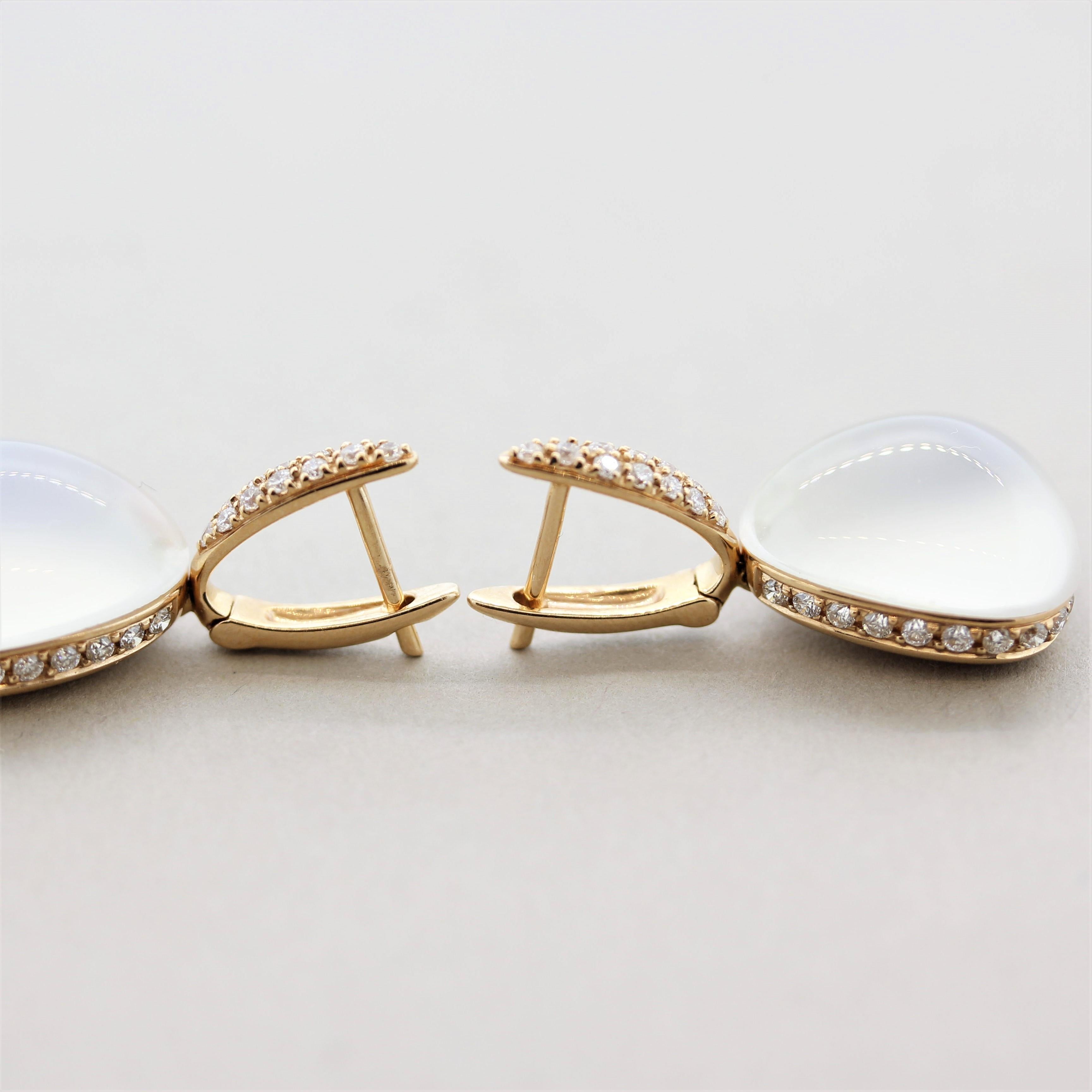 Women's Moonstone Diamond Gold Drop Earrings