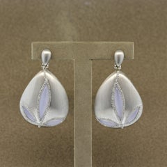 Moonstone Diamond Gold Flower Drop Earrings