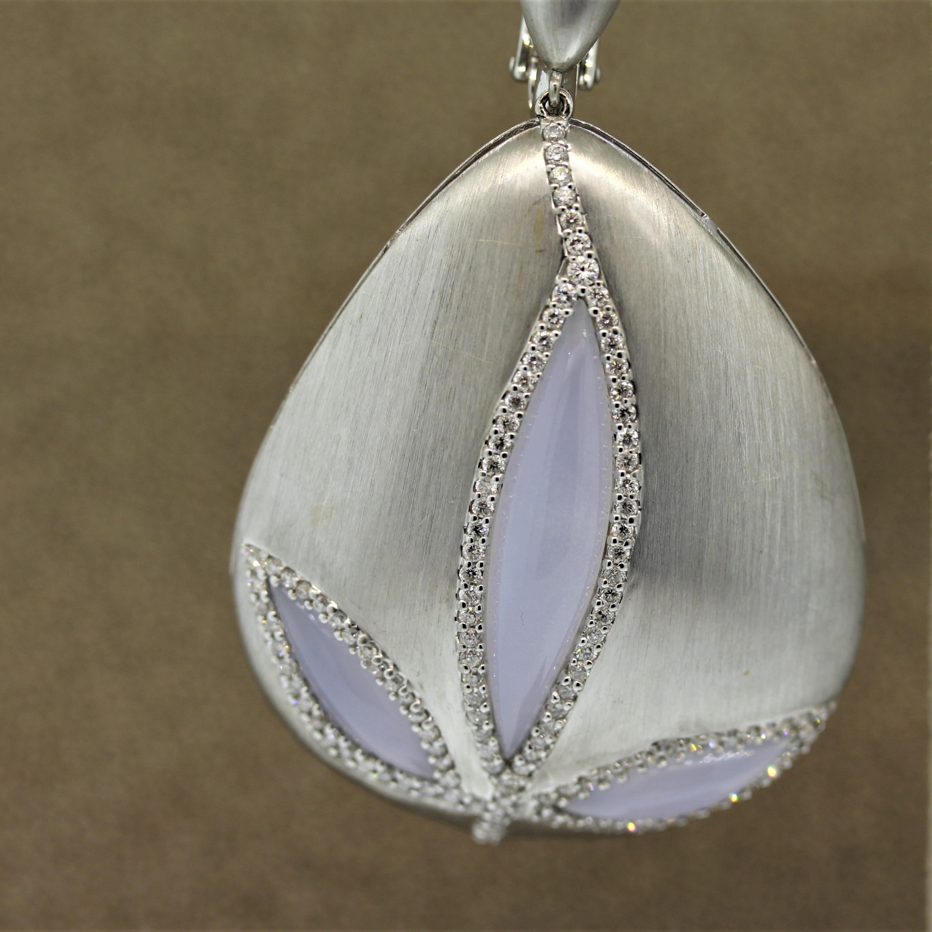 Round Cut Moonstone Diamond Gold Flower Drop Earrings For Sale
