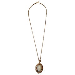 Moonstone Diamond Gold Pendant Necklace