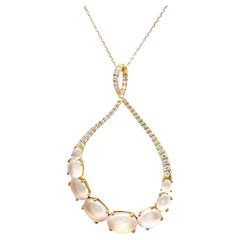 Moonstone Diamond Infinity 18k Rose Gold Pendant
