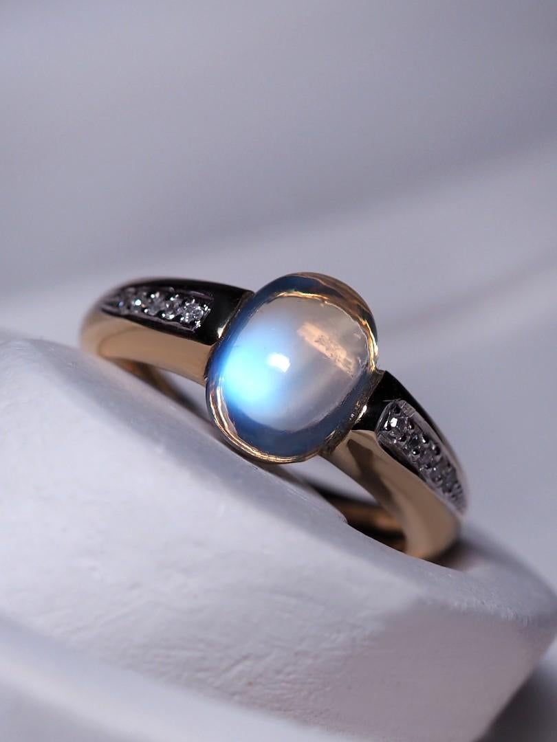 Moonstone Diamonds Yellow Gold Ring Oval Cabochon LGBTQ Engagement Classic Style 10