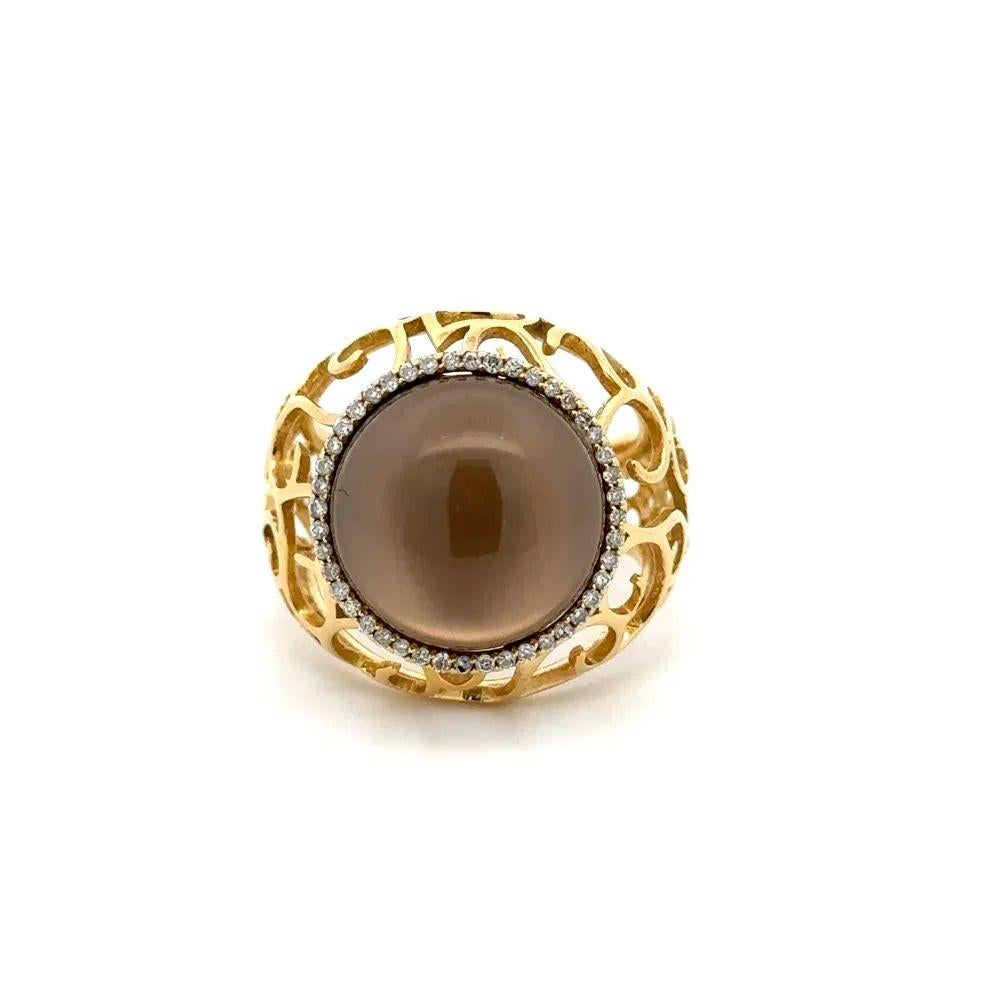 Mondstein Doublette und Diamant Gold Offener Filigran Dome MORAGLIONE Designer Ring (Rundschliff) im Angebot