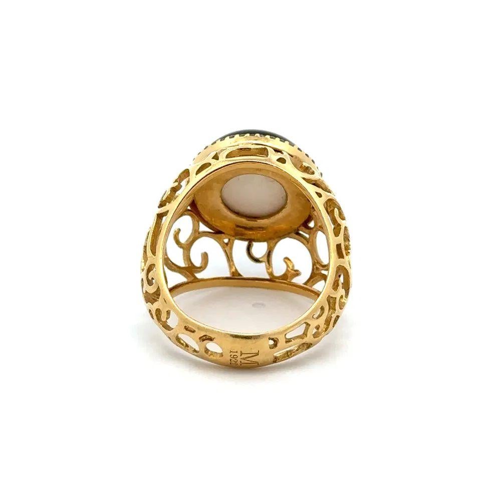 Mondstein Doublette und Diamant Gold Offener Filigran Dome MORAGLIONE Designer Ring im Zustand „Hervorragend“ im Angebot in Montreal, QC