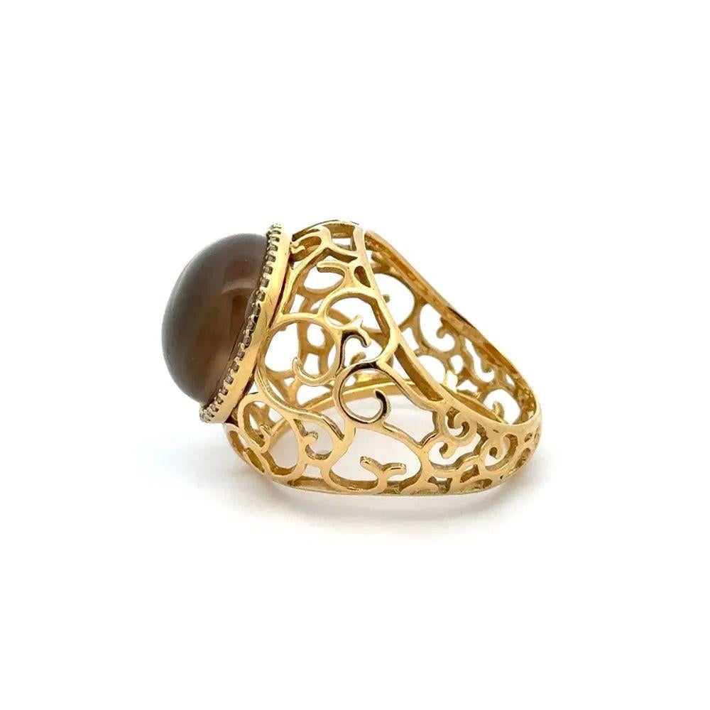 Mondstein Doublette und Diamant Gold Offener Filigran Dome MORAGLIONE Designer Ring Damen im Angebot