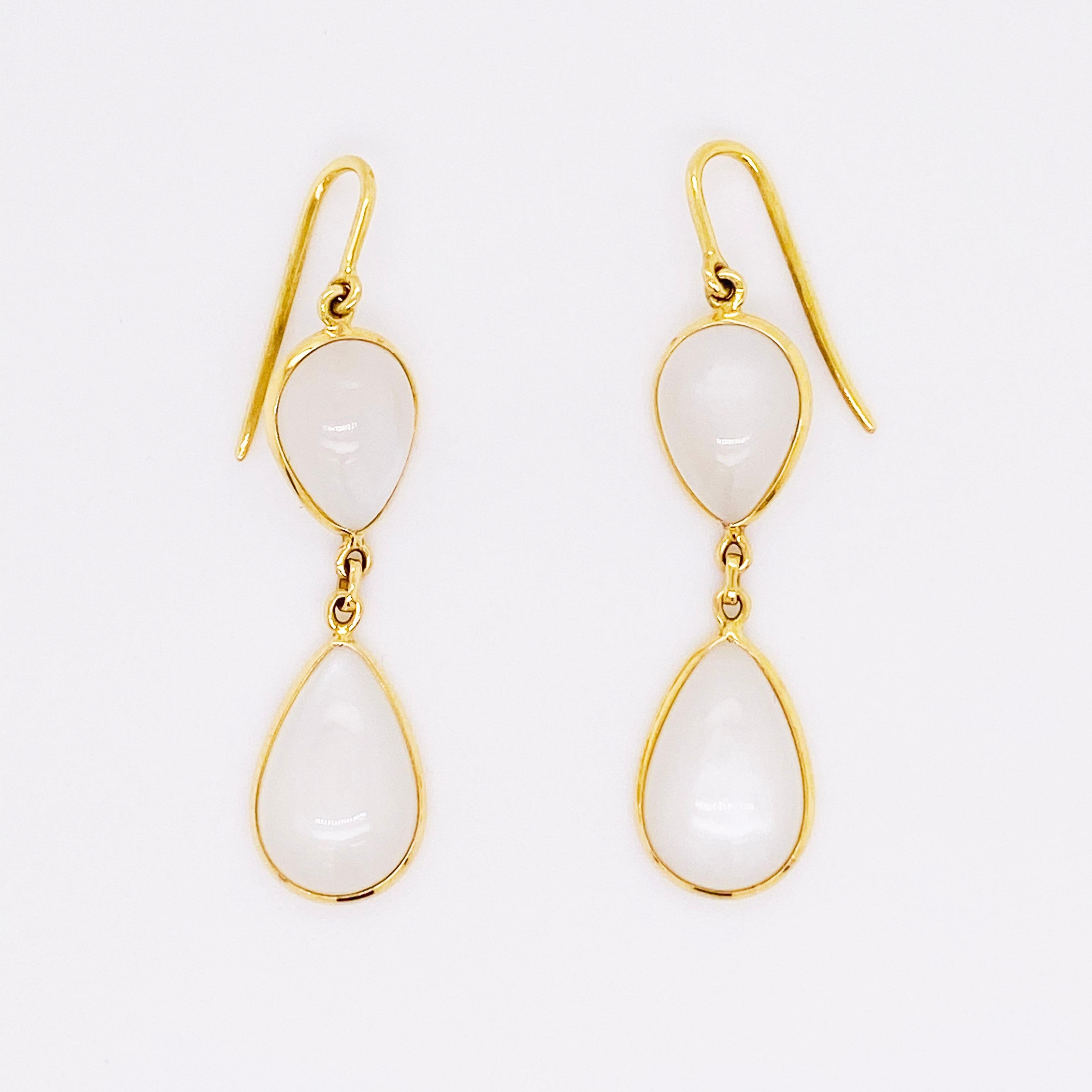 18k yellow gold moonstone dangle earrings
