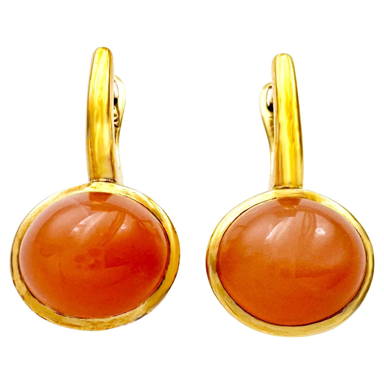 Moonstone Earrings set in 14K Gold Settings