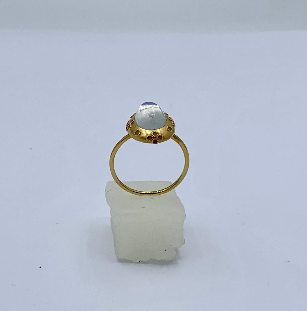 Moonstone Etruscan Revival Ring Gold Antique Victorian Cannetille Beading 1