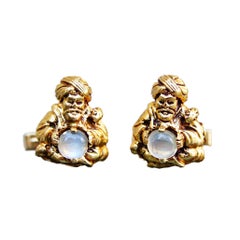 Moonstone Fortune Teller Cufflinks in 14K Gold
