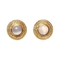 Moonstone Gold Clip-On Earrings