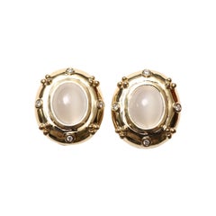Moonstone Gold Diamonds Earrings Moonstone Gold Diamonds Earrings