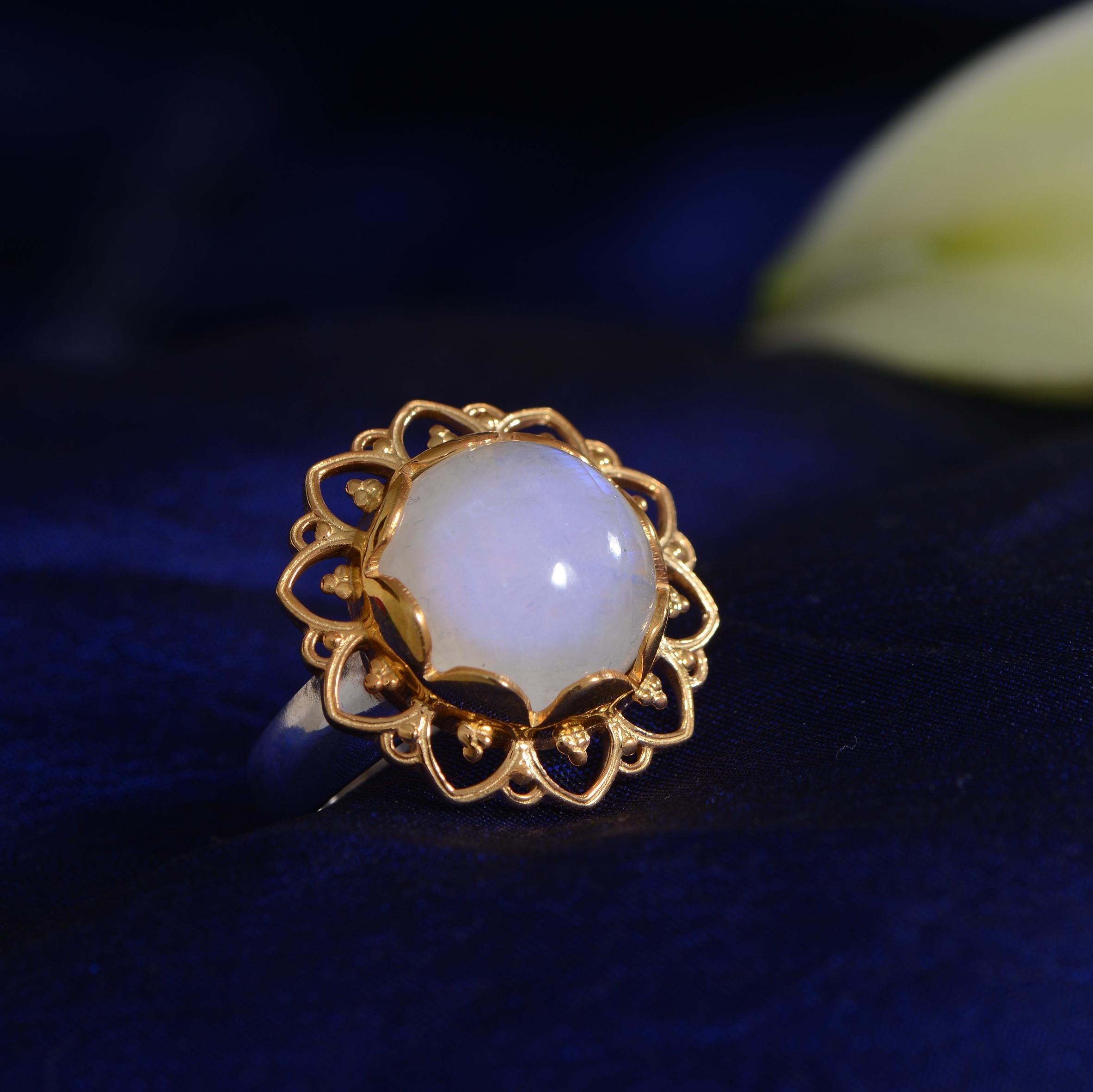 Contemporary Moonstone Gold Plate Statement Ring For Sale