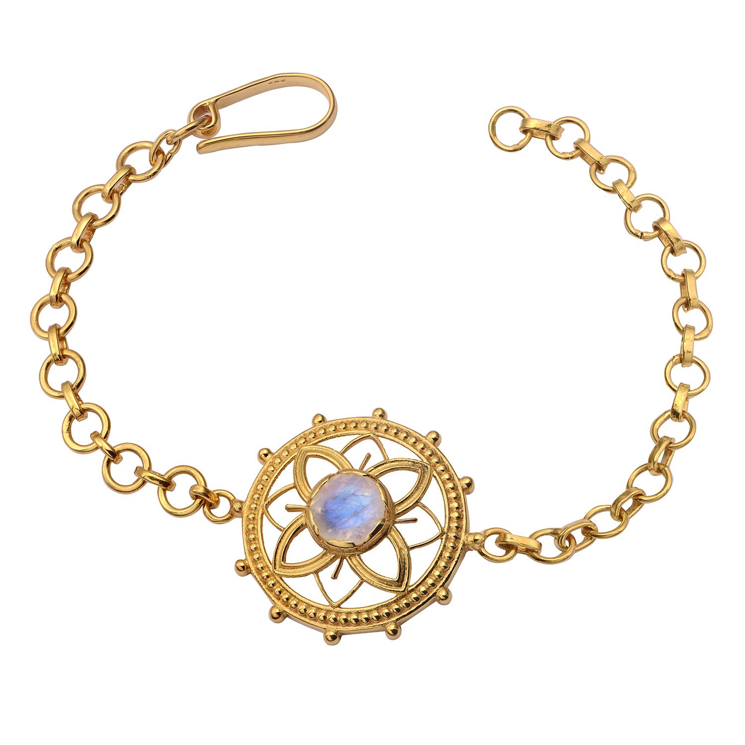 Artisan Moonstone Gold Plated Bracelet For Sale