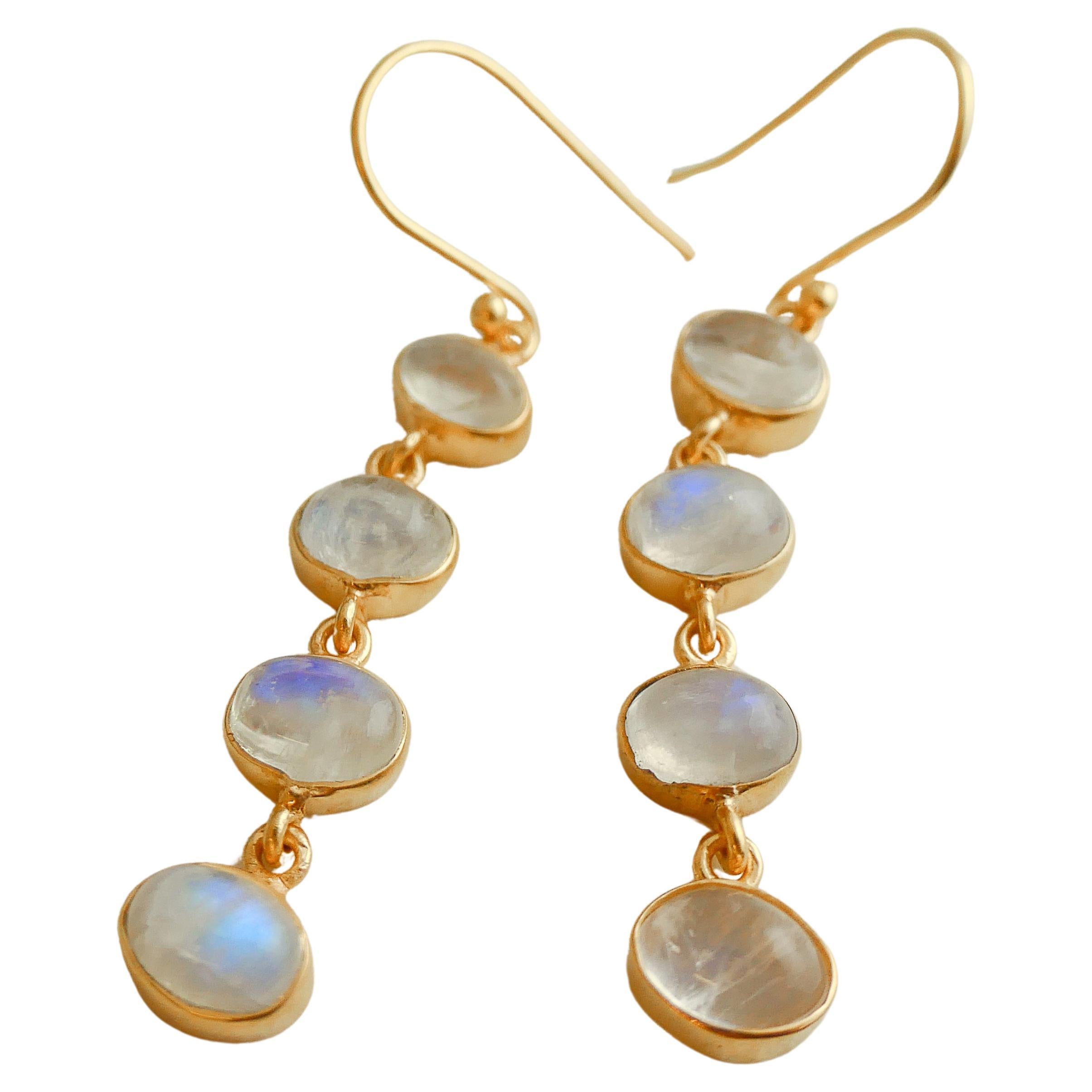 Moonstone Gold Plated Sterling Silver Drop Earrings