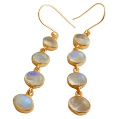 Moonstone Gold Plated Sterling Silver Drop Earrings