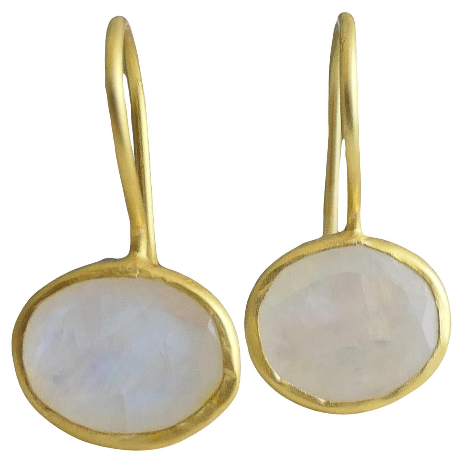 Moonstone Gold Plated Sterling Silver Drop Earrings
