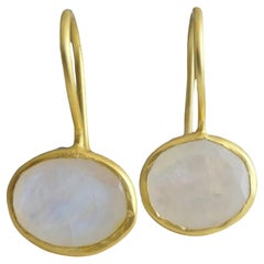 Moonstone Gold Plated Sterling Silver Drop Earrings