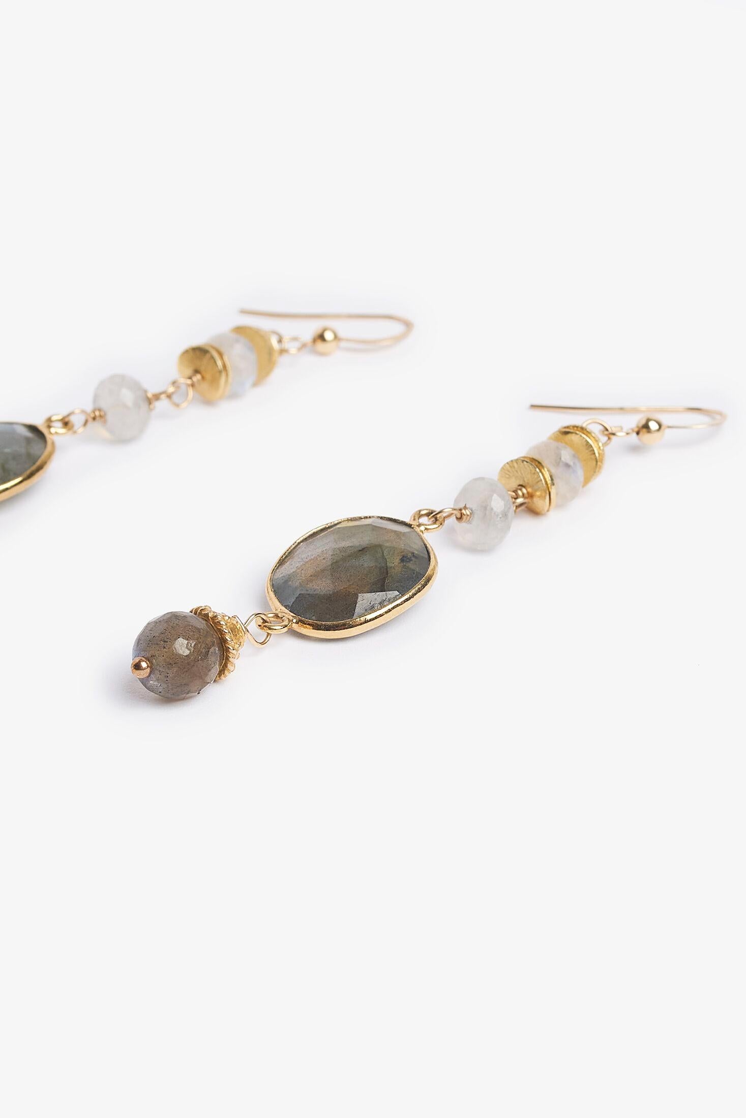 Brilliant Cut Moonstone Jupiter Earrings For Sale