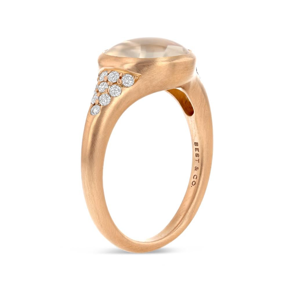 Women's or Men's Moonstone Matte Gold Ring For Sale