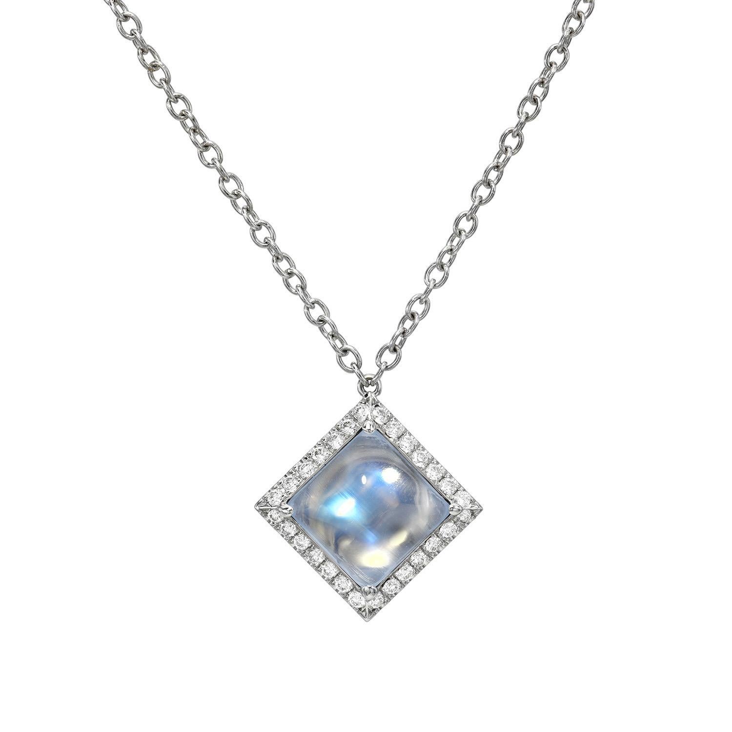 Romantische 14K Weißgold Mondstein & Diamant Halskette - Zeitlose Eleganz  Tamir von Merkaba Beverly Hills

Feiern Sie Ihre einzigartige Liebesgeschichte mit unserer exquisiten Mondstein- und Diamant-Halskette aus 14 Karat Weißgold, exklusiv