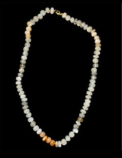 Collier MOONSTONE, pierre de lune multicolore et or 14 carats