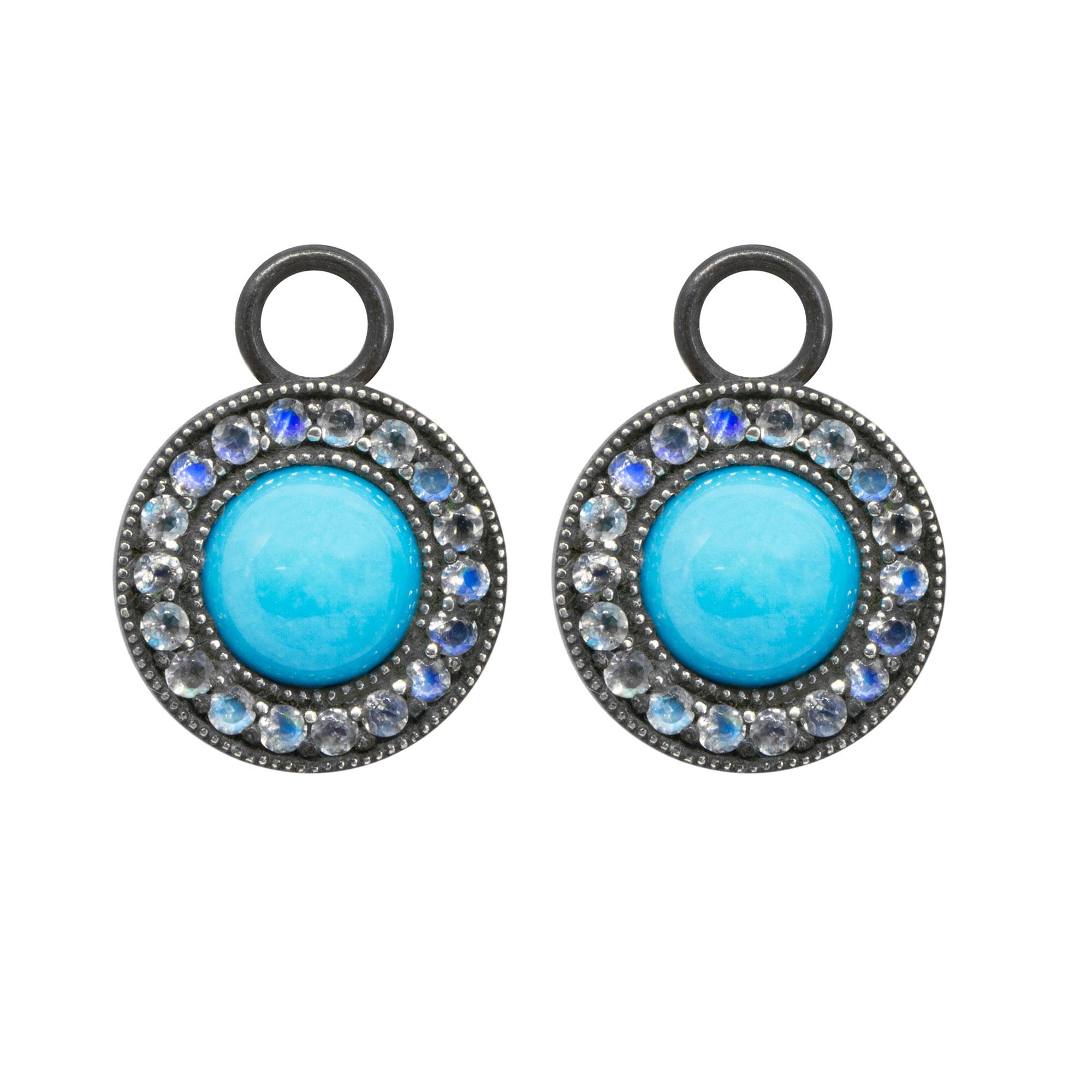 Moonstone Orbit Turquoise Earring Charms In New Condition For Sale In Denver, CO