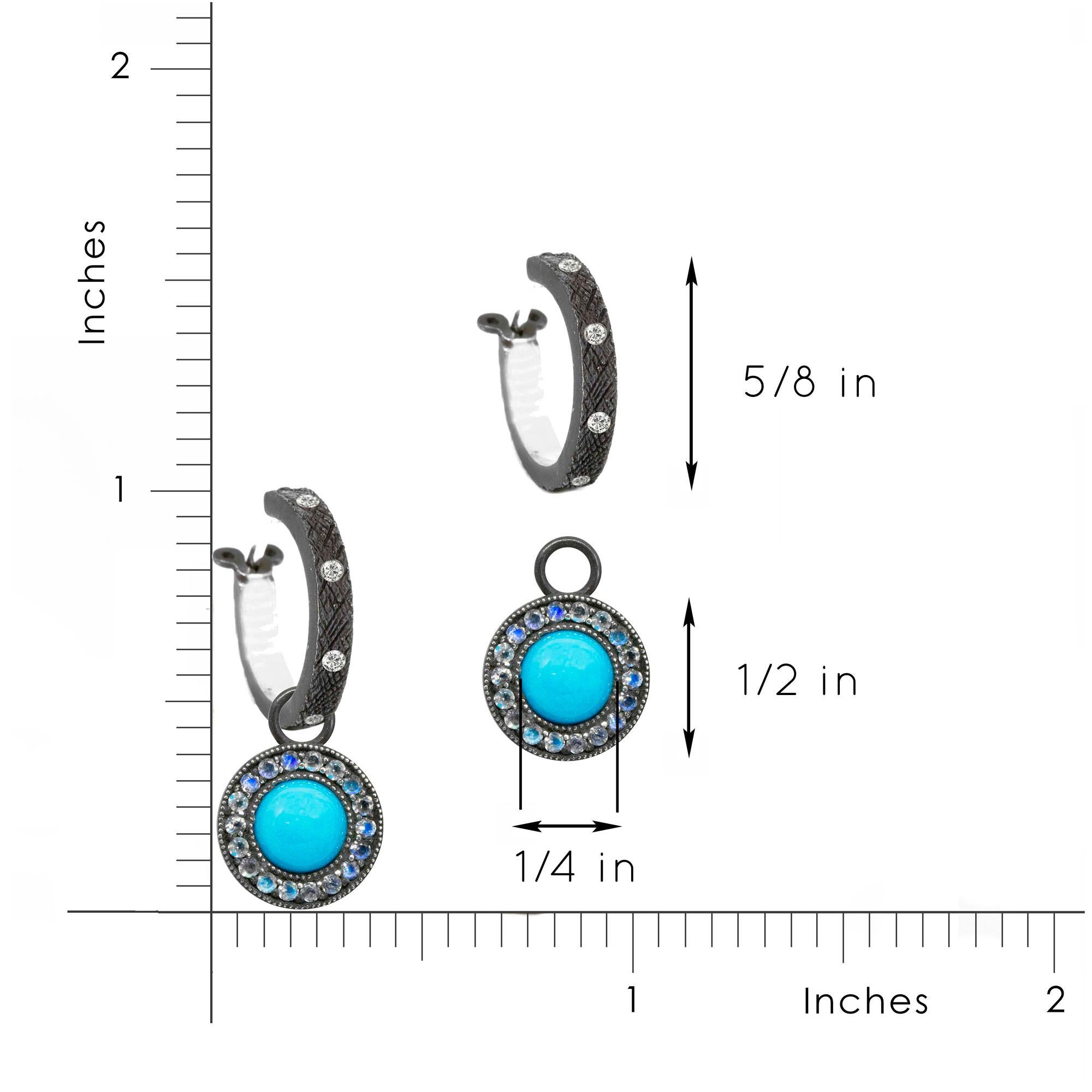 Women's or Men's Moonstone Orbit Turquoise Earring Charms For Sale