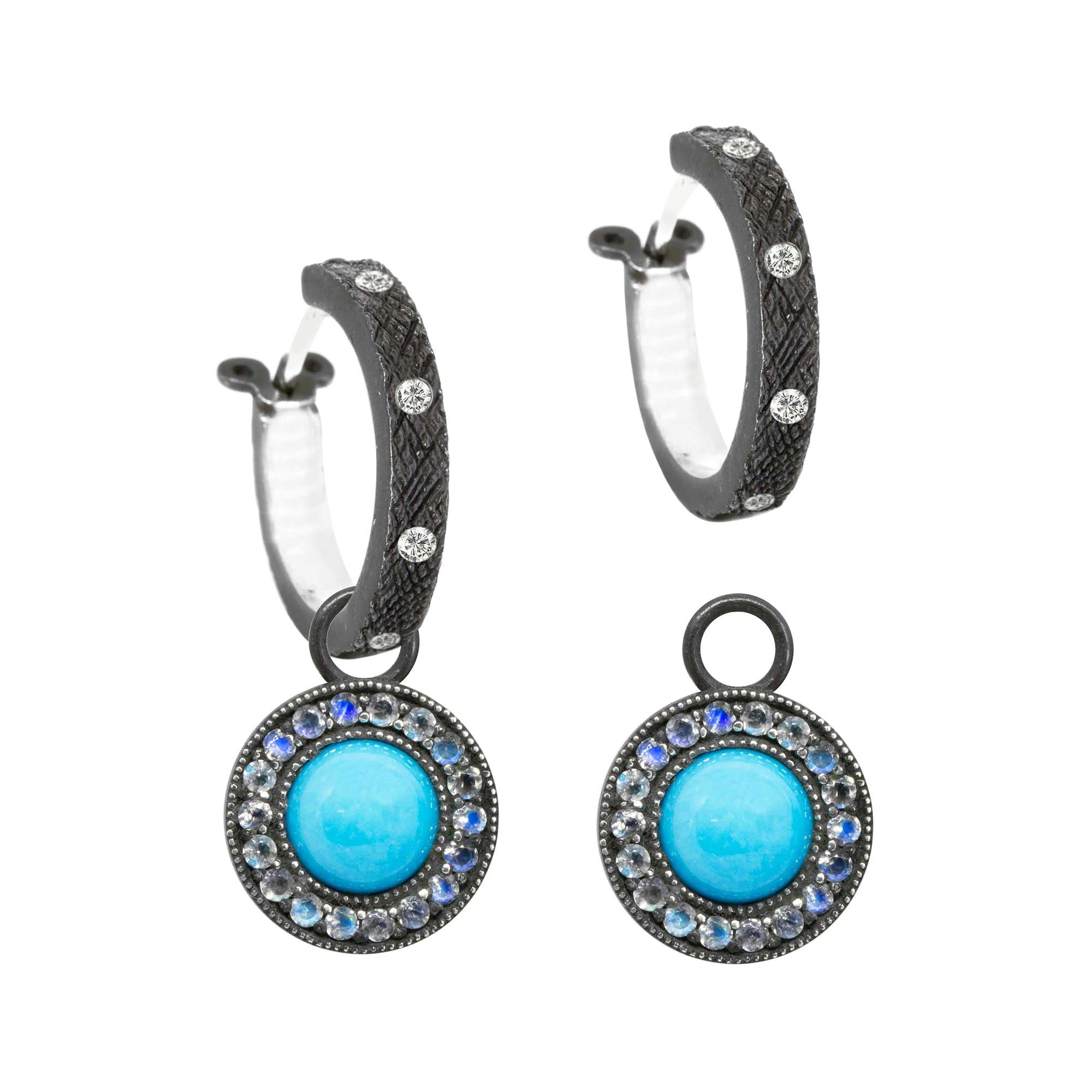 Moonstone Orbit Turquoise Earring Charms For Sale