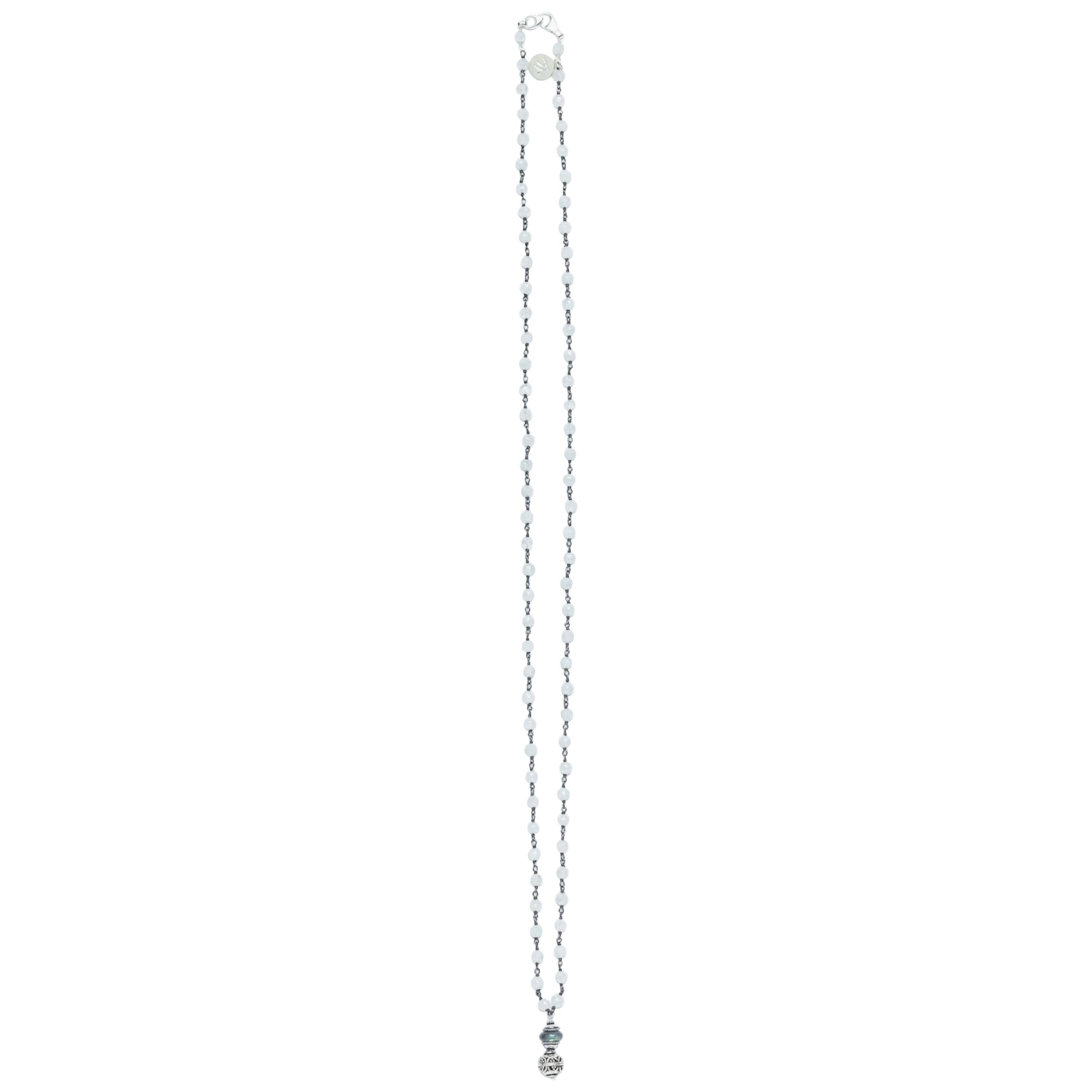 Moonstone Pagoda Silver Necklace For 