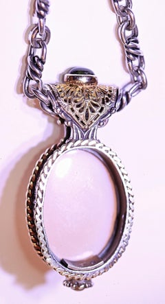 Moonstone Pendant in Sterling Silver and 18 Karat White Gold