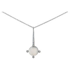 Moonstone Pendant Necklace in 18K White Gold With Diamonds