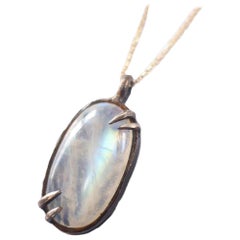 Moonstone Pendant on a 14 Karat Solid Gold Chain