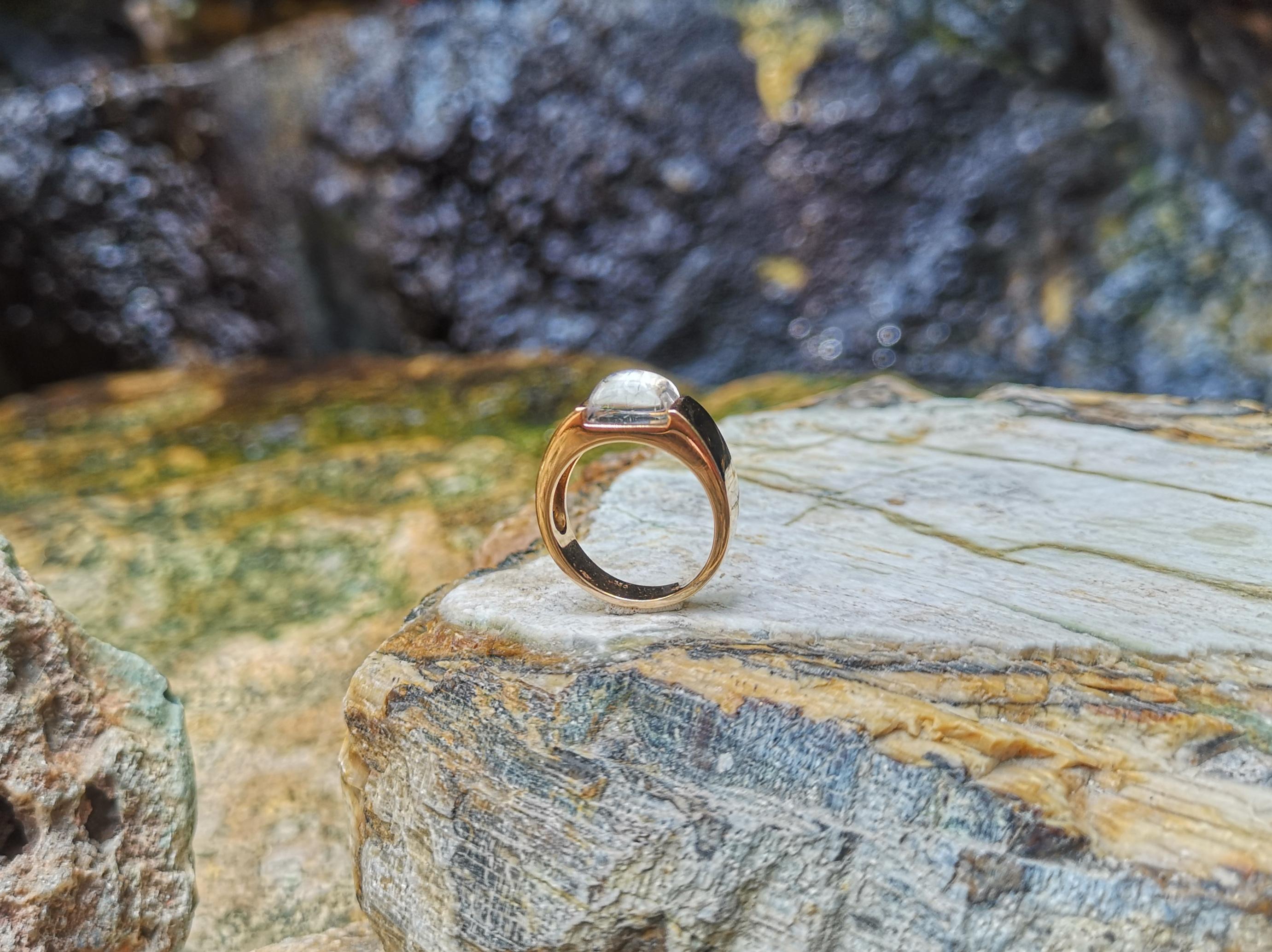 Moonstone Ring Set in 18 Karat Rose Gold Settings For Sale 2